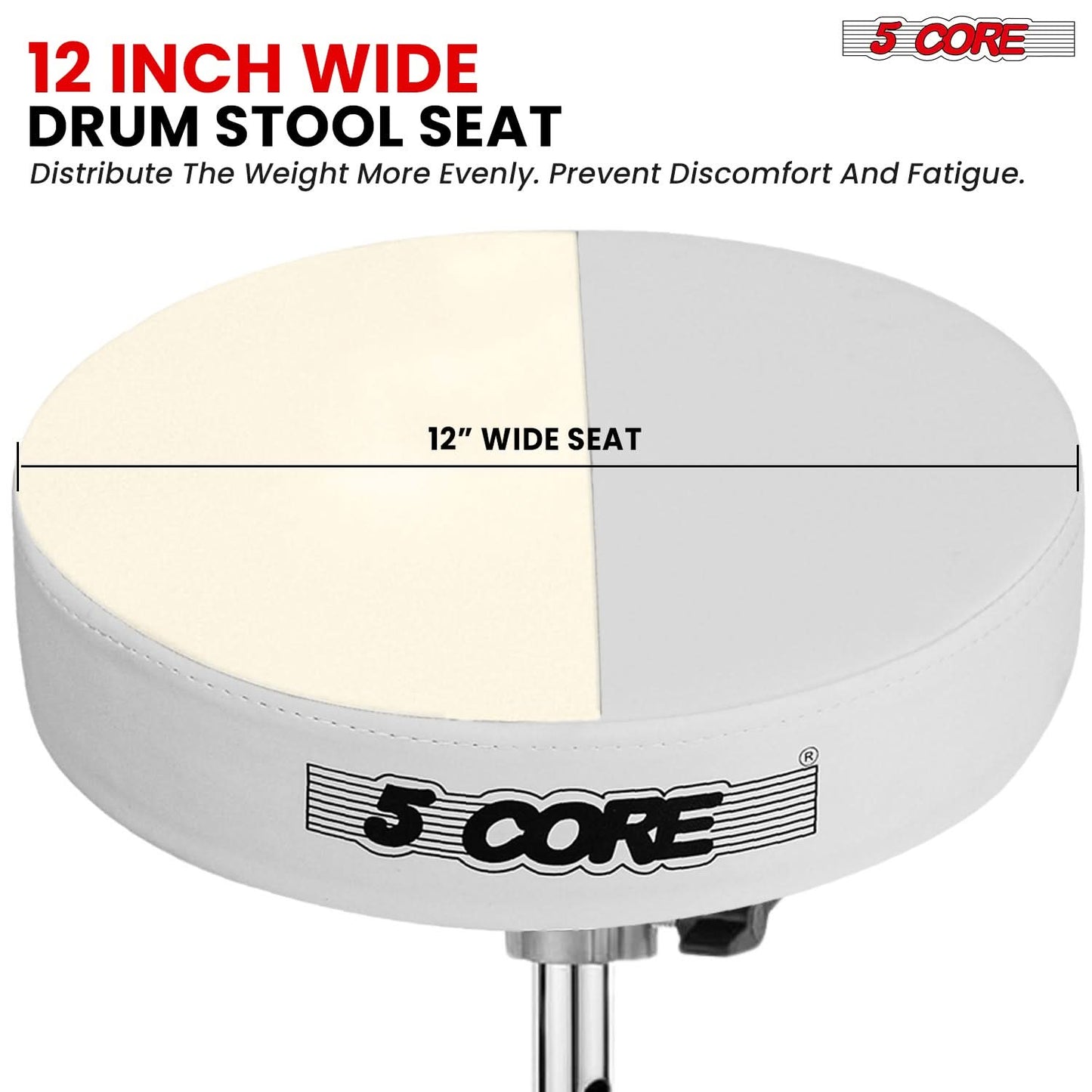 5 Core Drum Throne 3" Thick Padded Comfortable Guitar Stool Drummer Chair Adjustable Musician Seat