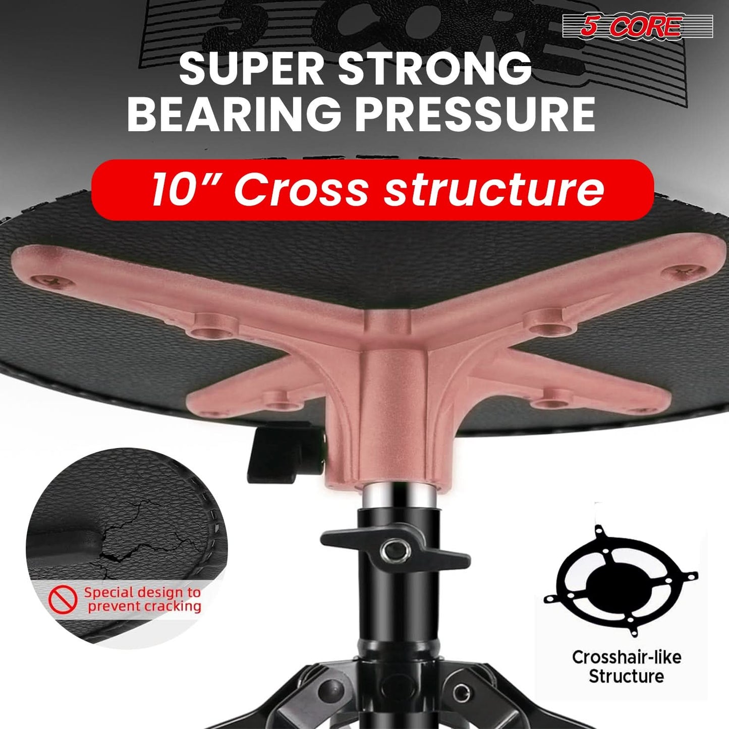 5 Core Drum Throne 3" Thick Padded Comfortable Guitar Stool Drummer Chair Adjustable Musician Seat