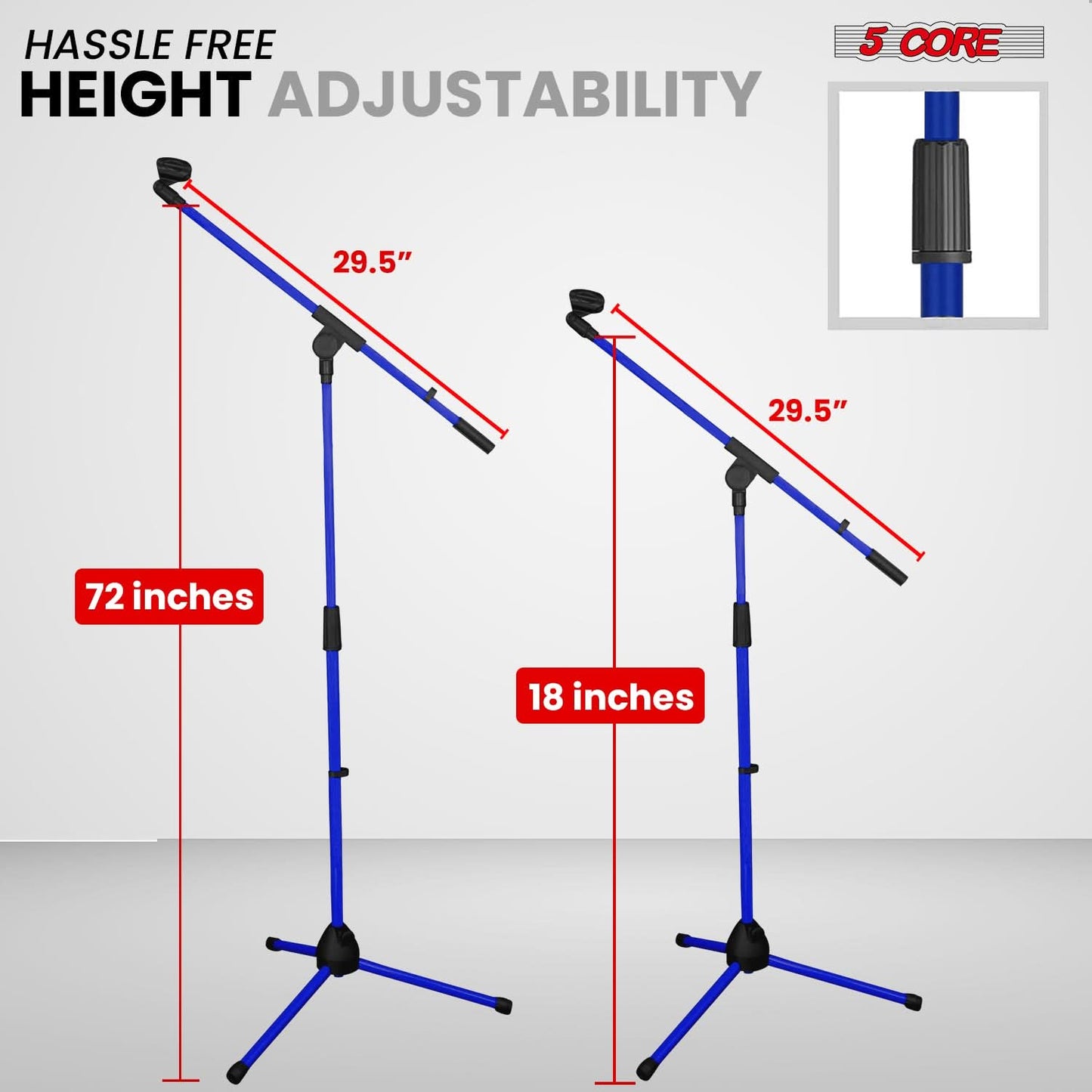 5Core Tripod Mic Stand Adjustable Holder Floor Microphone Boom Arm