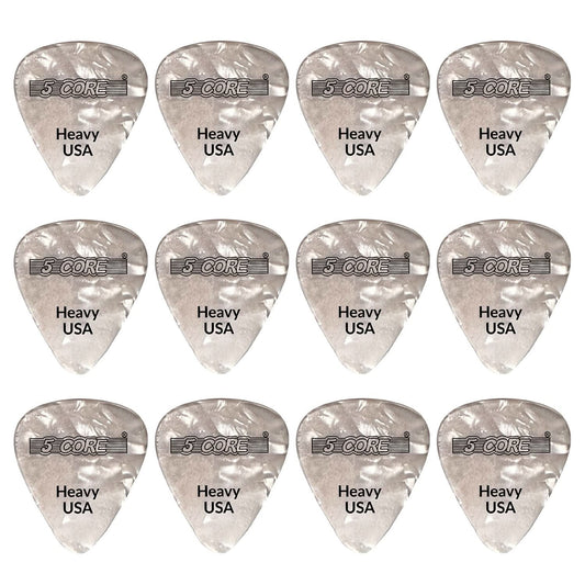 5Core Guitar Picks 0.96mm Celluloid Heavy Gauge Pick - Acoustic Electric Bass Guitars WHITE